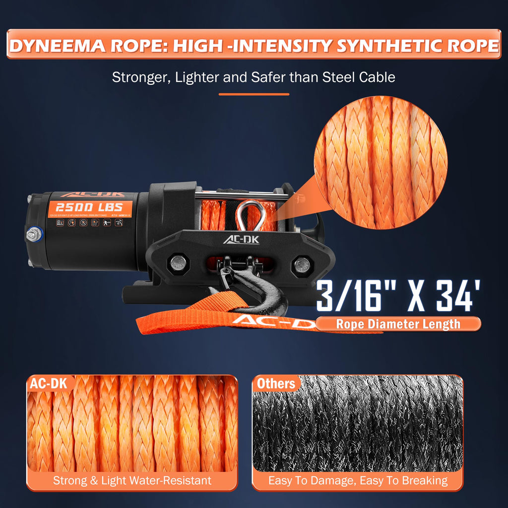 2500 lb 12V Electric Winch Kit with Synthetic Rope L228