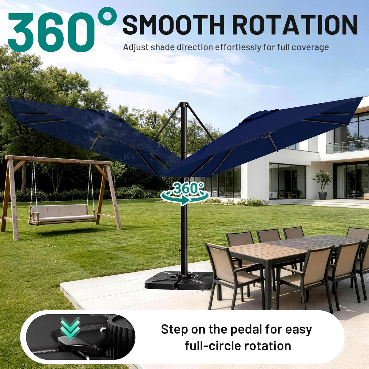 10 X 13 FT Cantilever Umbrella with 360-Degree Rotation V1912