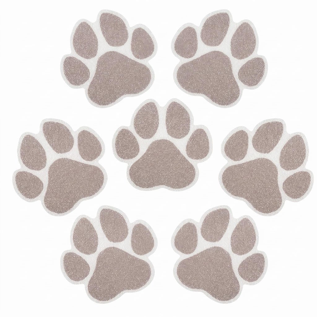 Grey Checkered Dog Paw Non Slip Stickers E64266
