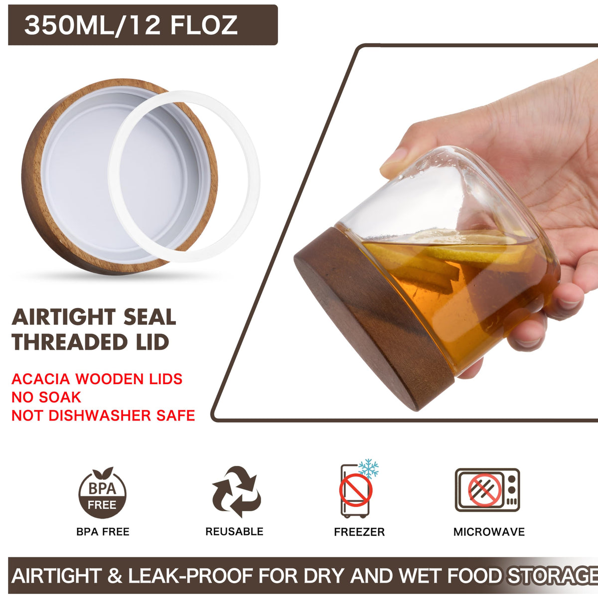 12 oz Glass Jars with Lids 6 Pack U988