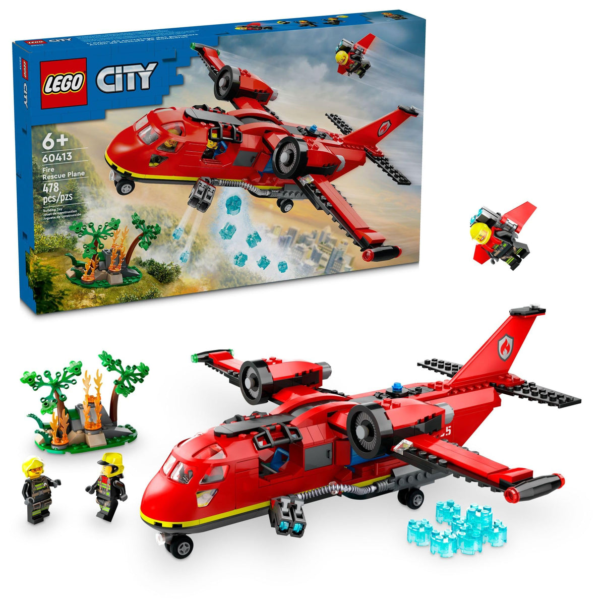 Fire Rescue Plane Toy with 3 Minifigures F18553