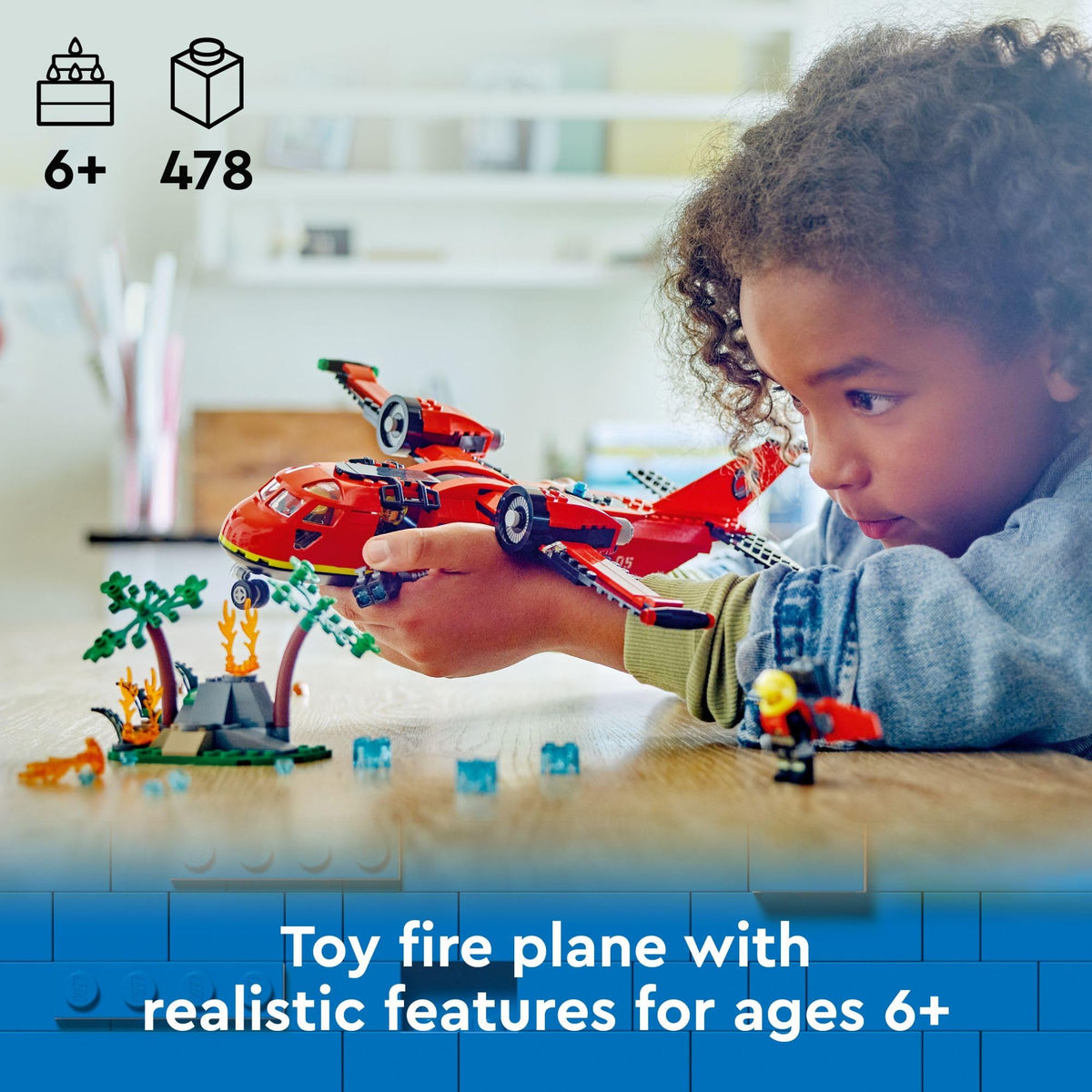 Fire Rescue Plane Toy with 3 Minifigures F18553
