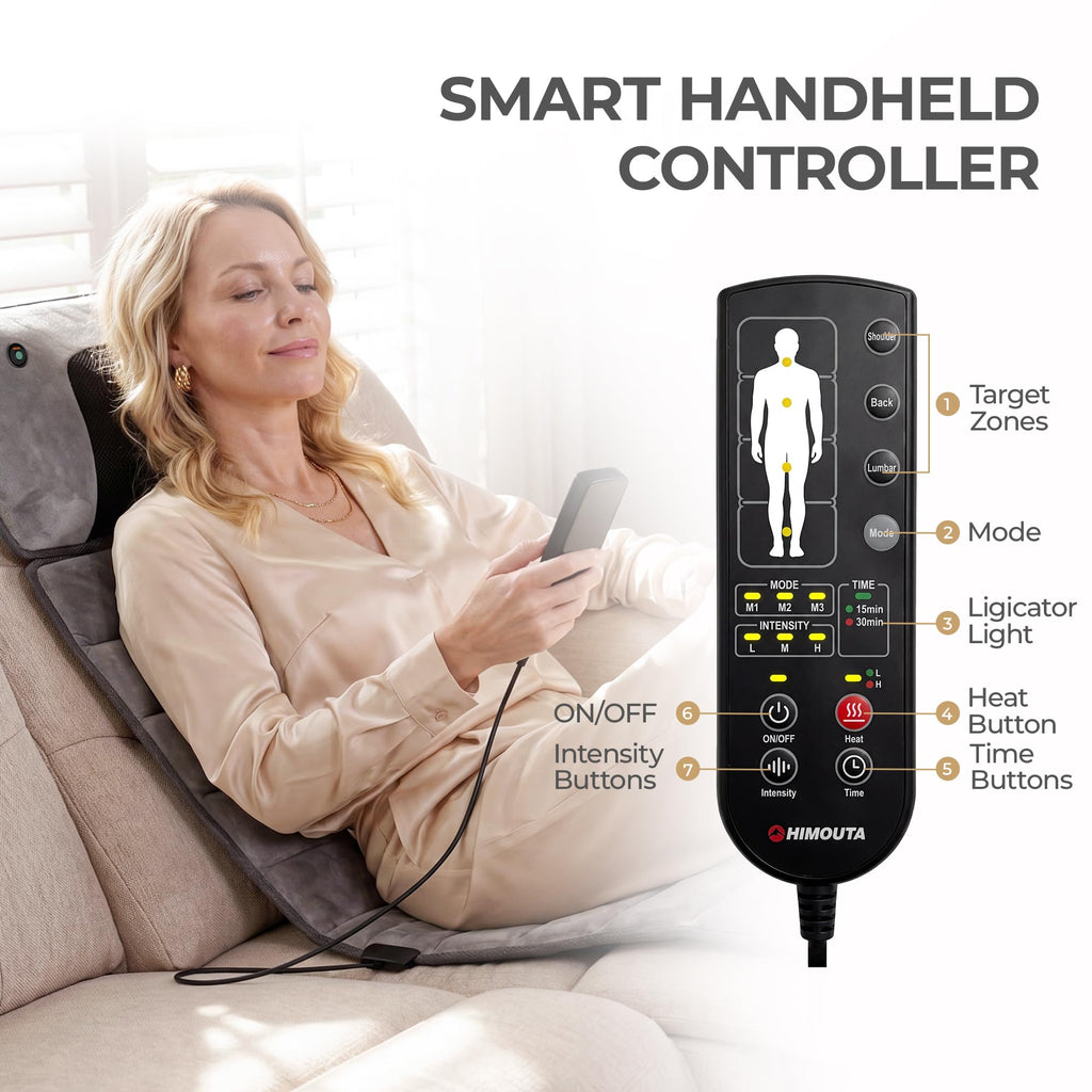 Grey Foldable Heated Full Body Massage Mat with 3D Neck Massager X740335