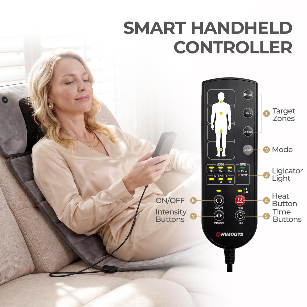 Grey Foldable Heated Full Body Massage Mat with 3D Neck Massager X740335