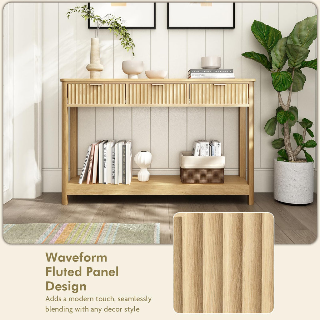 Fluted Console Table with Drawers S14733