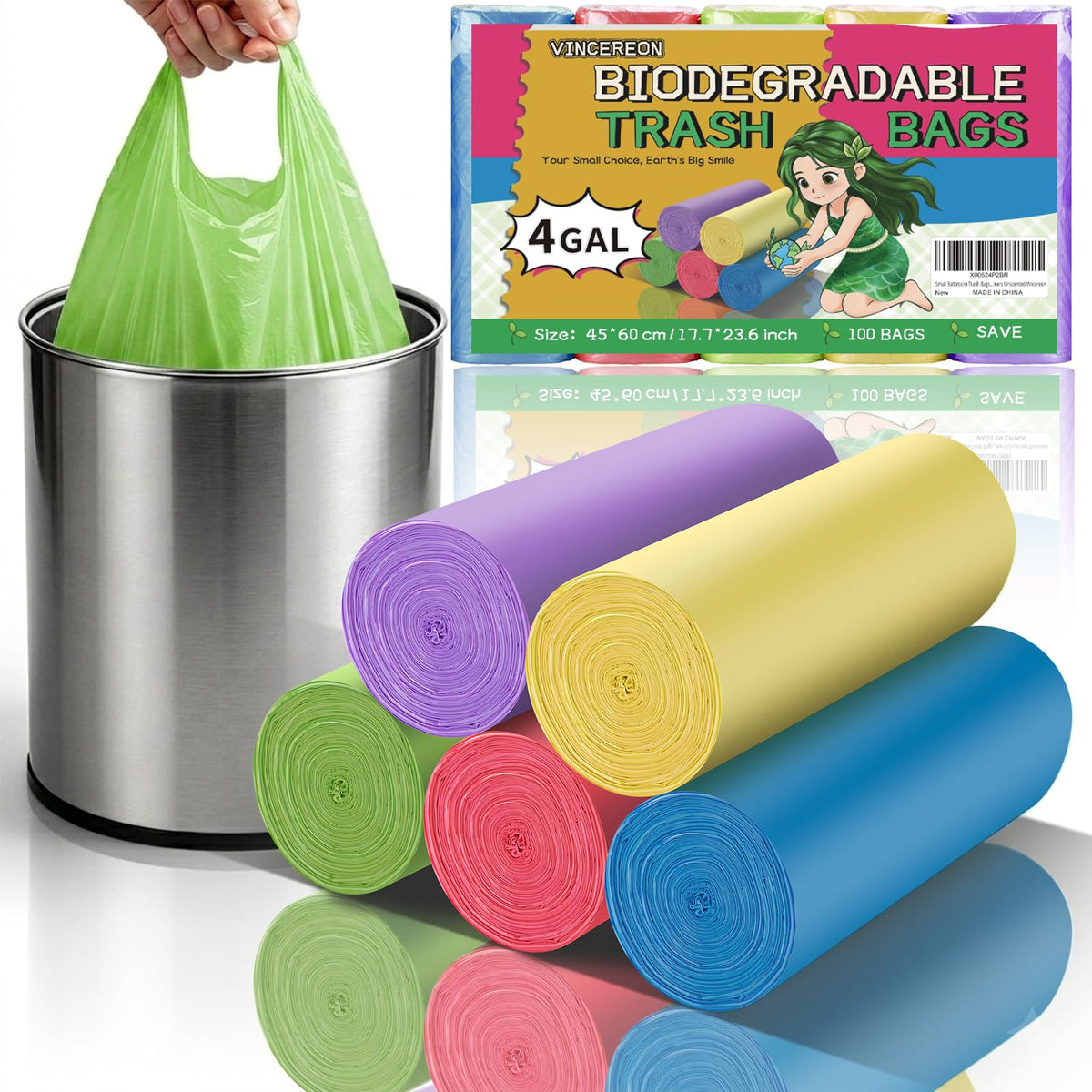 4 Gallon Biodegradable Trash Bags With Handles P674