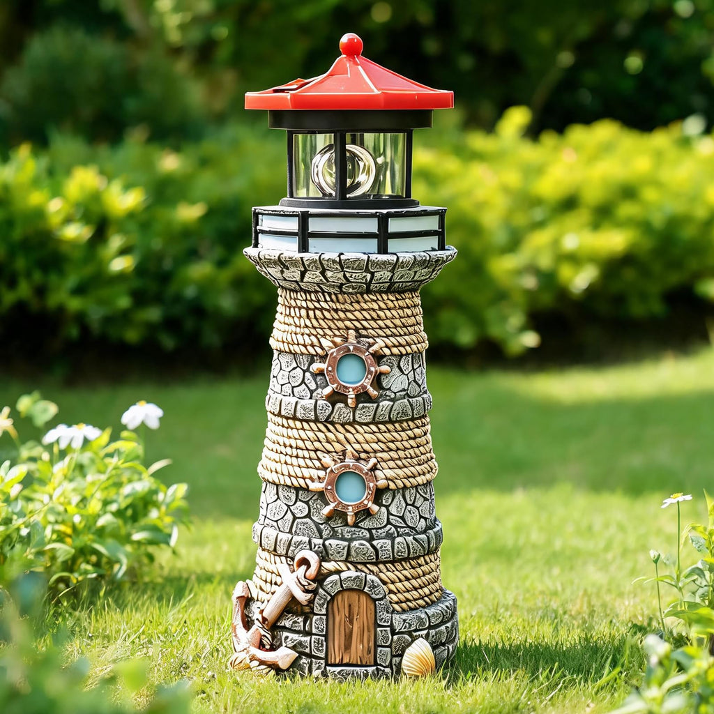 Solar Powered Resin Lighthouse Ornament F705