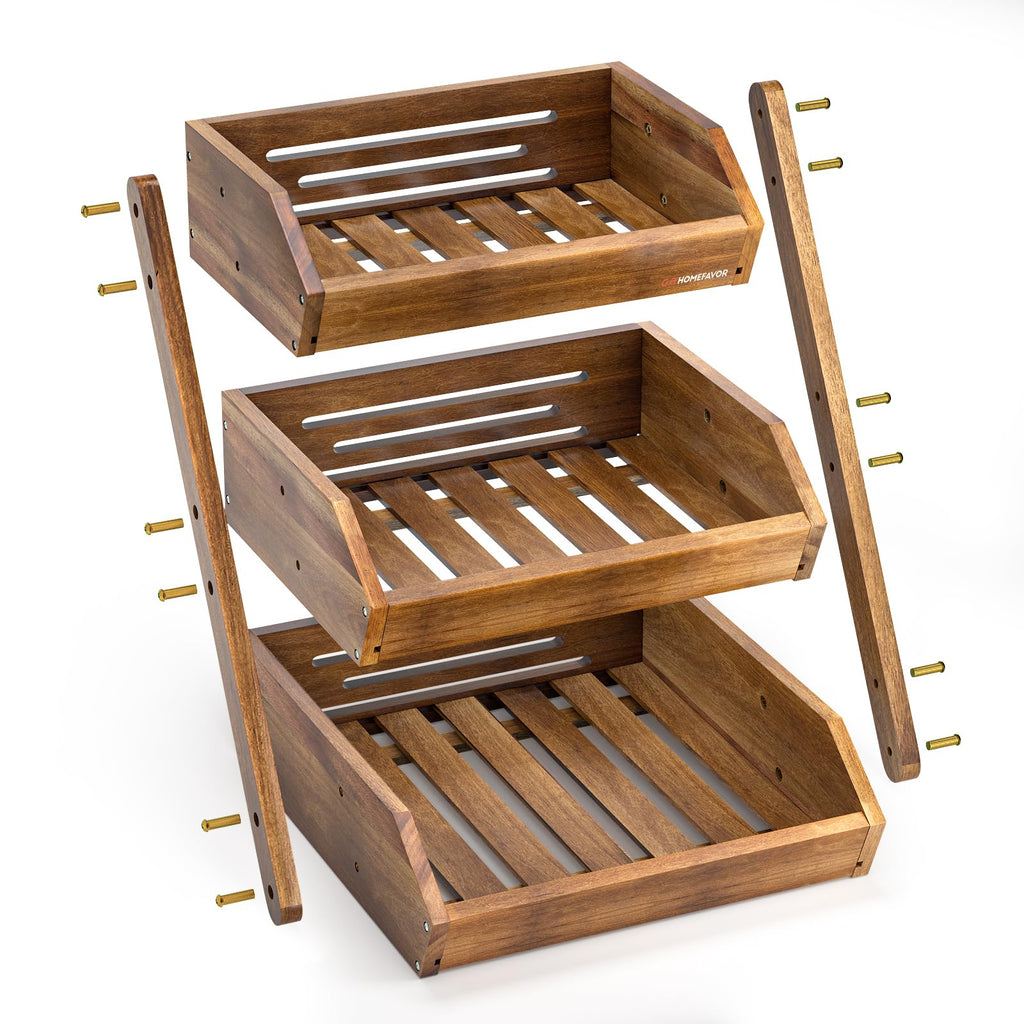 3-Tier Acacia Wood Fruit Basket Z691297