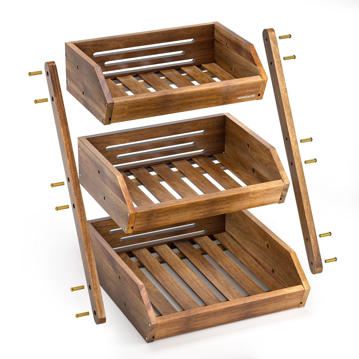 3-Tier Acacia Wood Fruit Basket Z691297