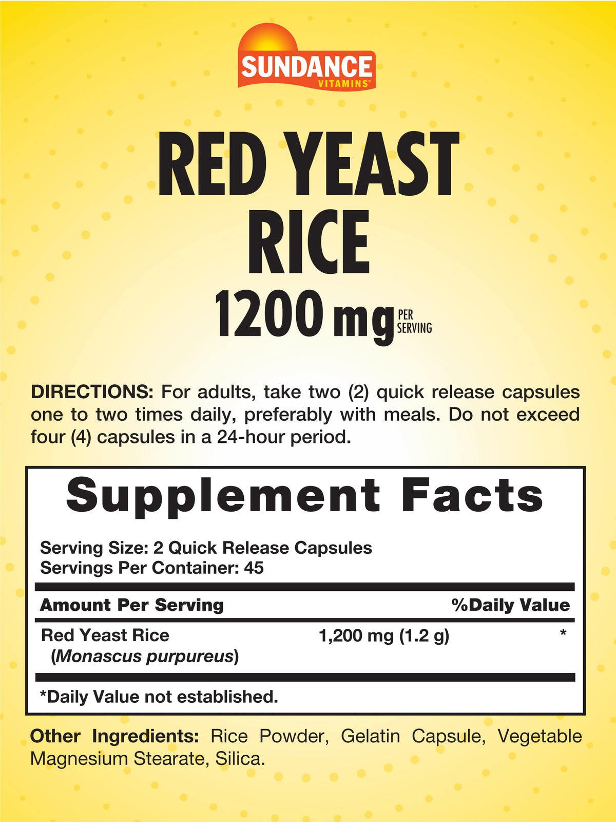 Red Yeast Rice 1200mg Capsules V879