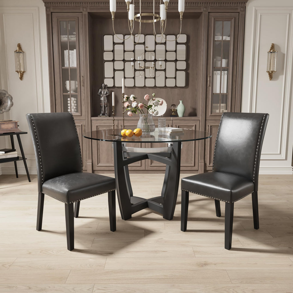 Set of 2 Faux Leather Upholstered Dining Chairs A904