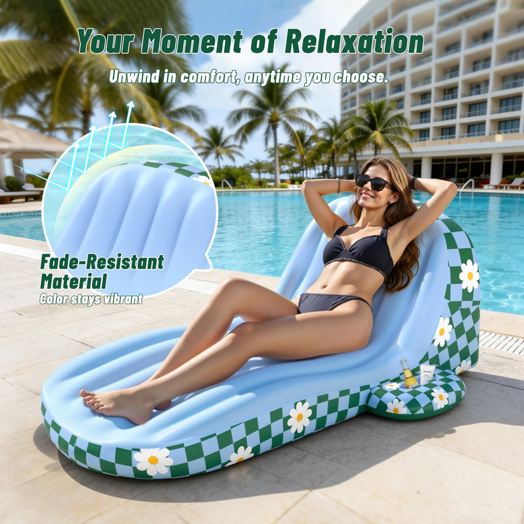 Inflatable Pool Lounger Float with Cup Holder P2849