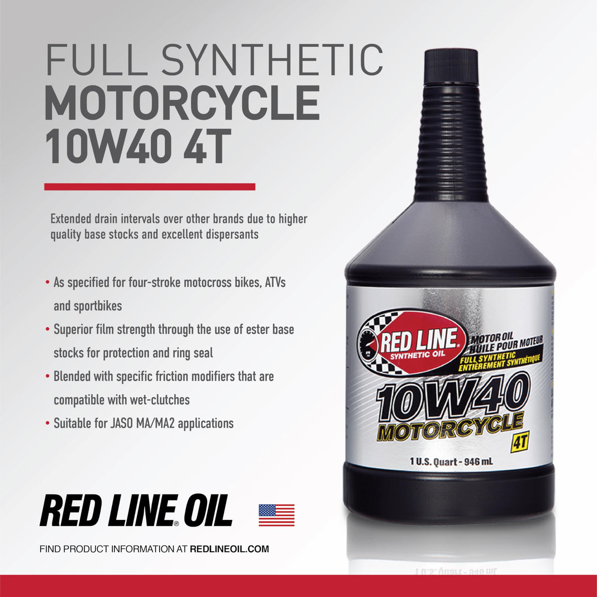 10W40 Synthetic Motorcycle Motor Oil 1 Quart P387963