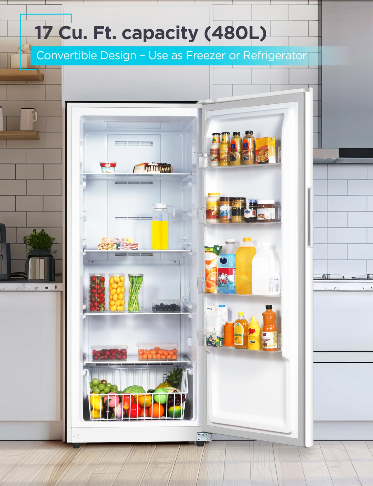 White 17 Cu. Ft. Convertible Freezer Refrigerator L48092