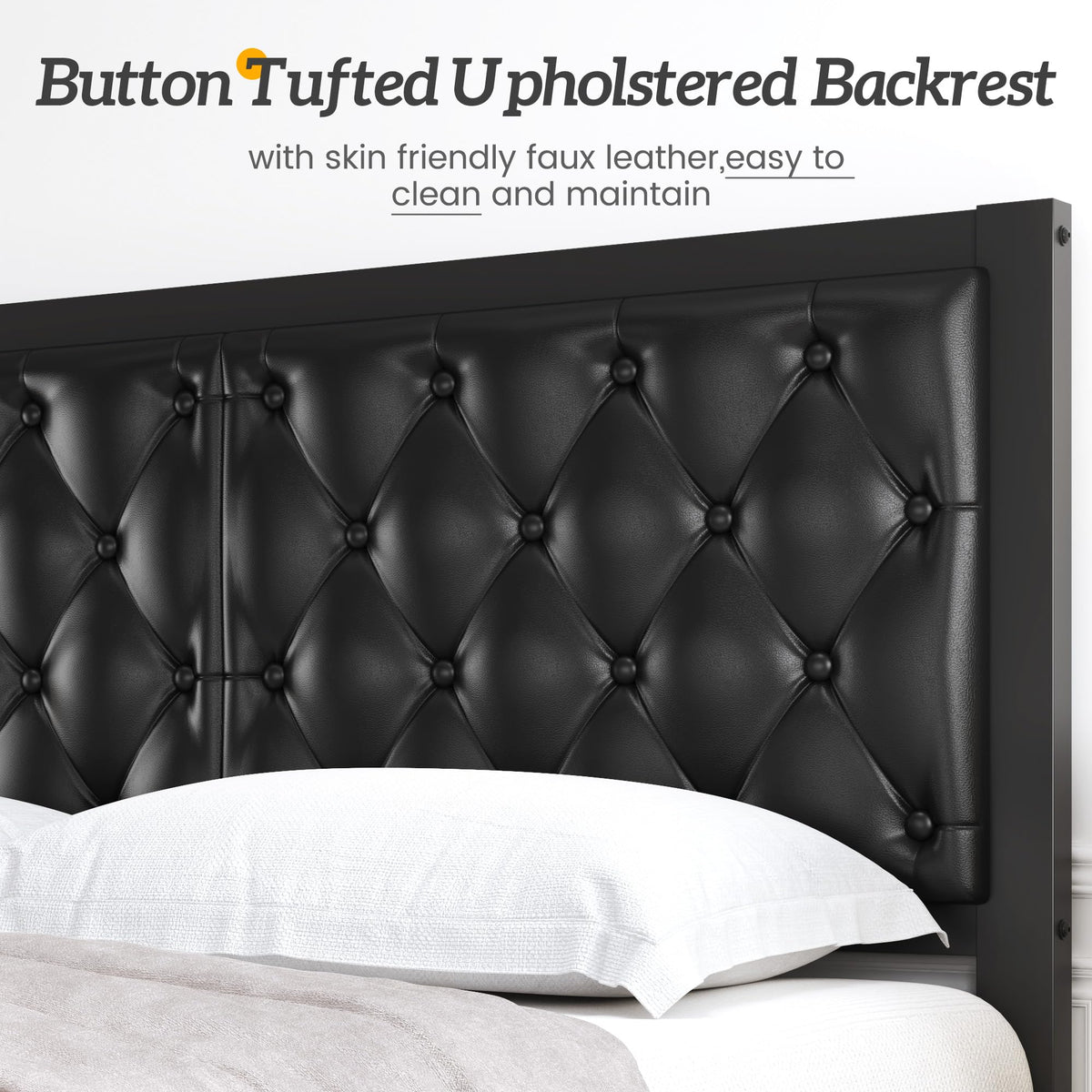 Queen Upholstered Button Tufted Bed Frame with Storage W590030