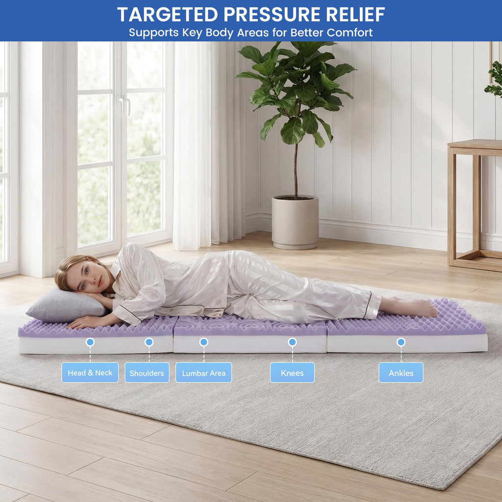 4 Inch Tri-Fold Memory Foam Mattress with Washable Cover Q24648