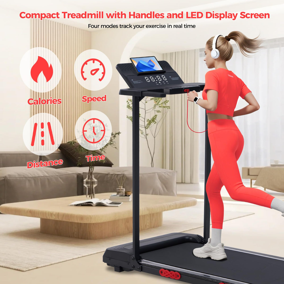 Folding Walking Pad with Handle Bar & Incline F499713