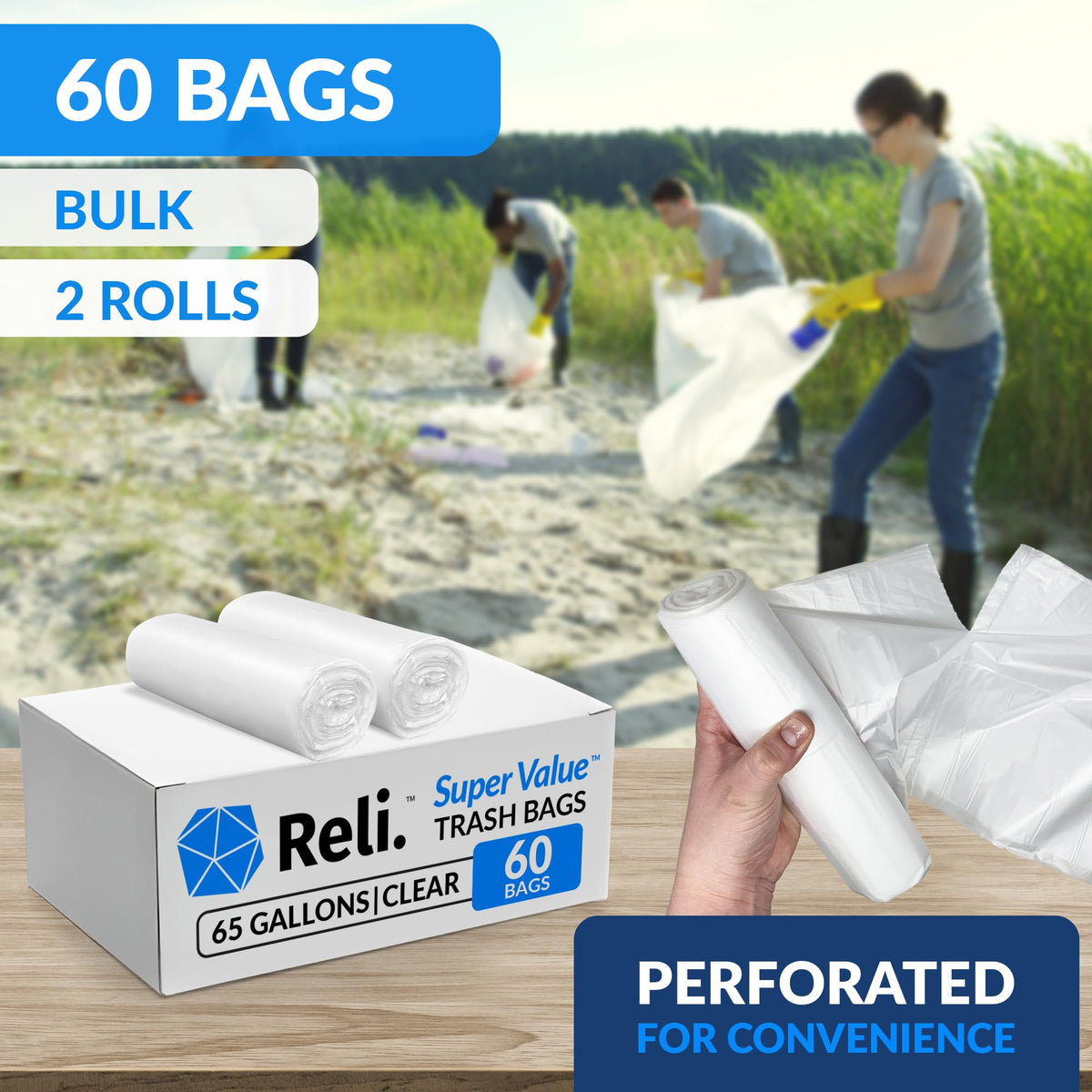 65 Gallon Heavy Duty Trash Bags Z618