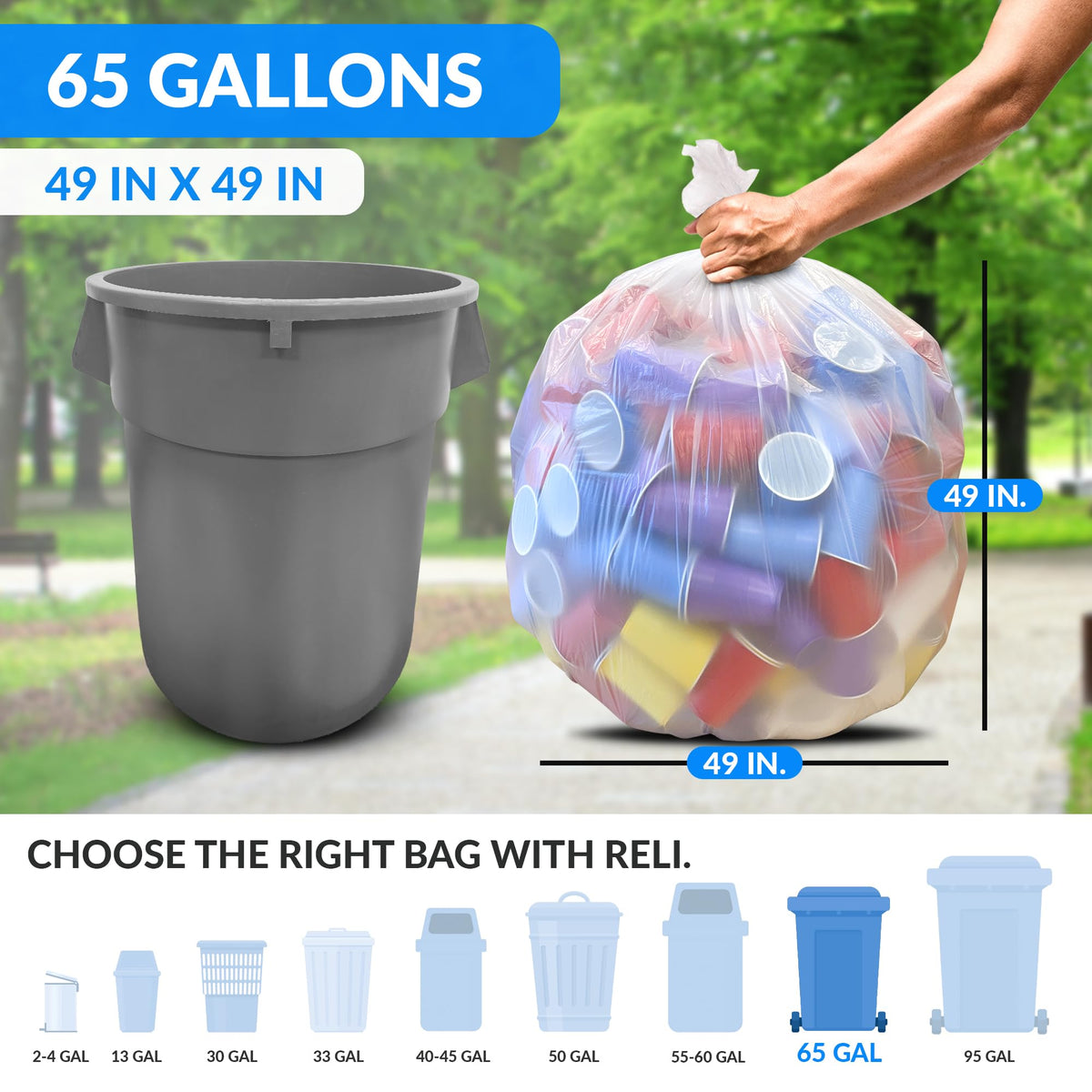65 Gallon Heavy Duty Trash Bags Z618