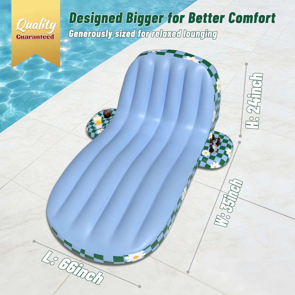 Inflatable Pool Lounger Float with Cup Holder P2849