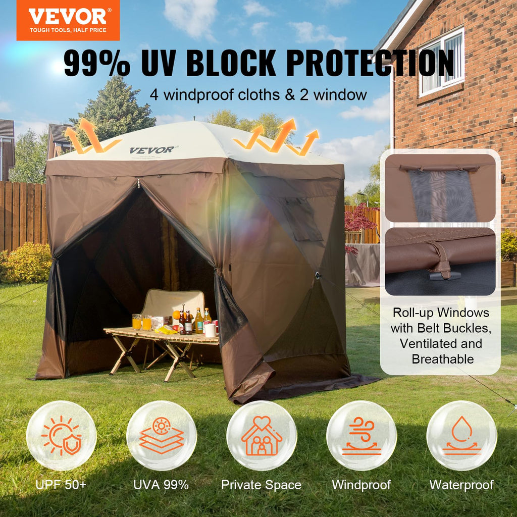 6 x 6 ft Pop Up Gazebo Tent with Mosquito Netting and Privacy Panels S8610