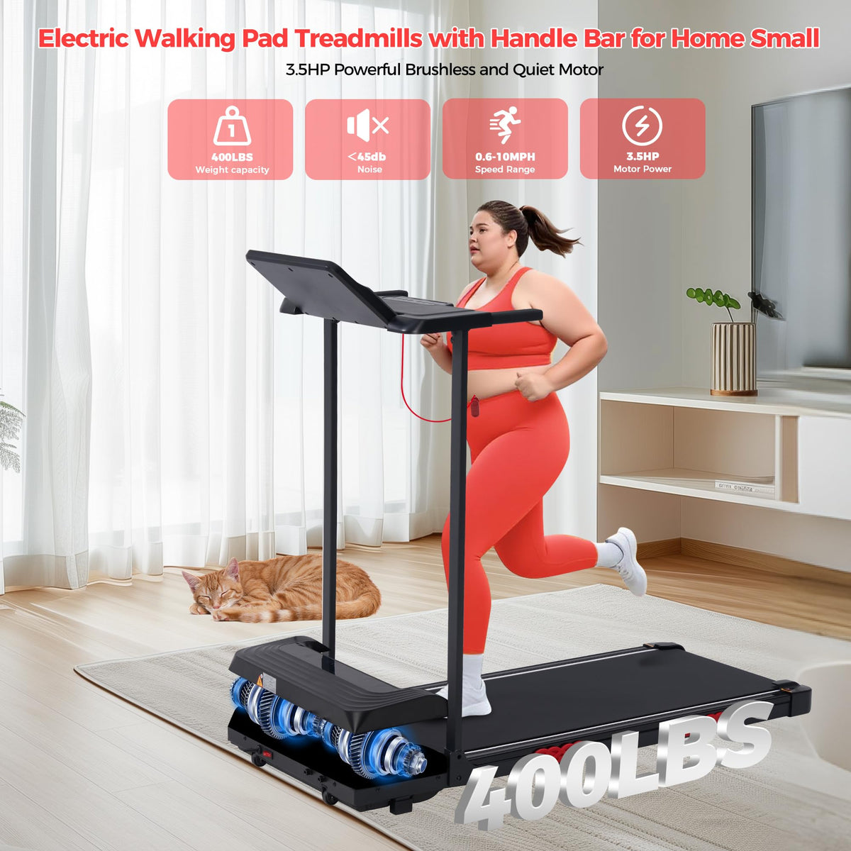 Folding Walking Pad with Handle Bar & Incline F499713