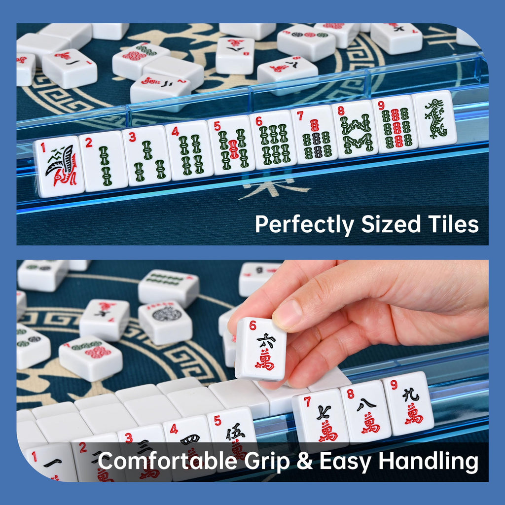 166 Tiles Mahjong Game Set with Blue Carrying Bag Q580603