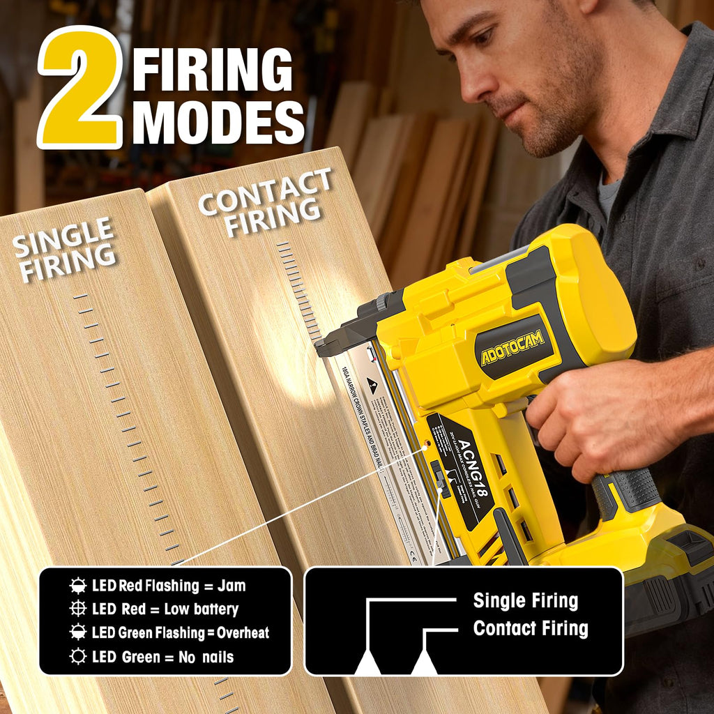 Cordless 2" Brad Nailer, 2 in 1 Electric Nail Gun/Staple Gun, 18GA Battery Powered R5458
