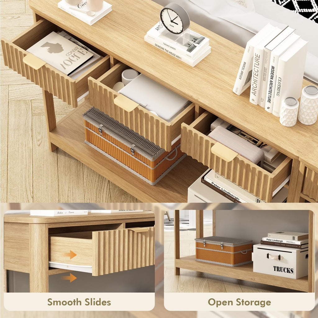 Fluted Console Table with Drawers S14733