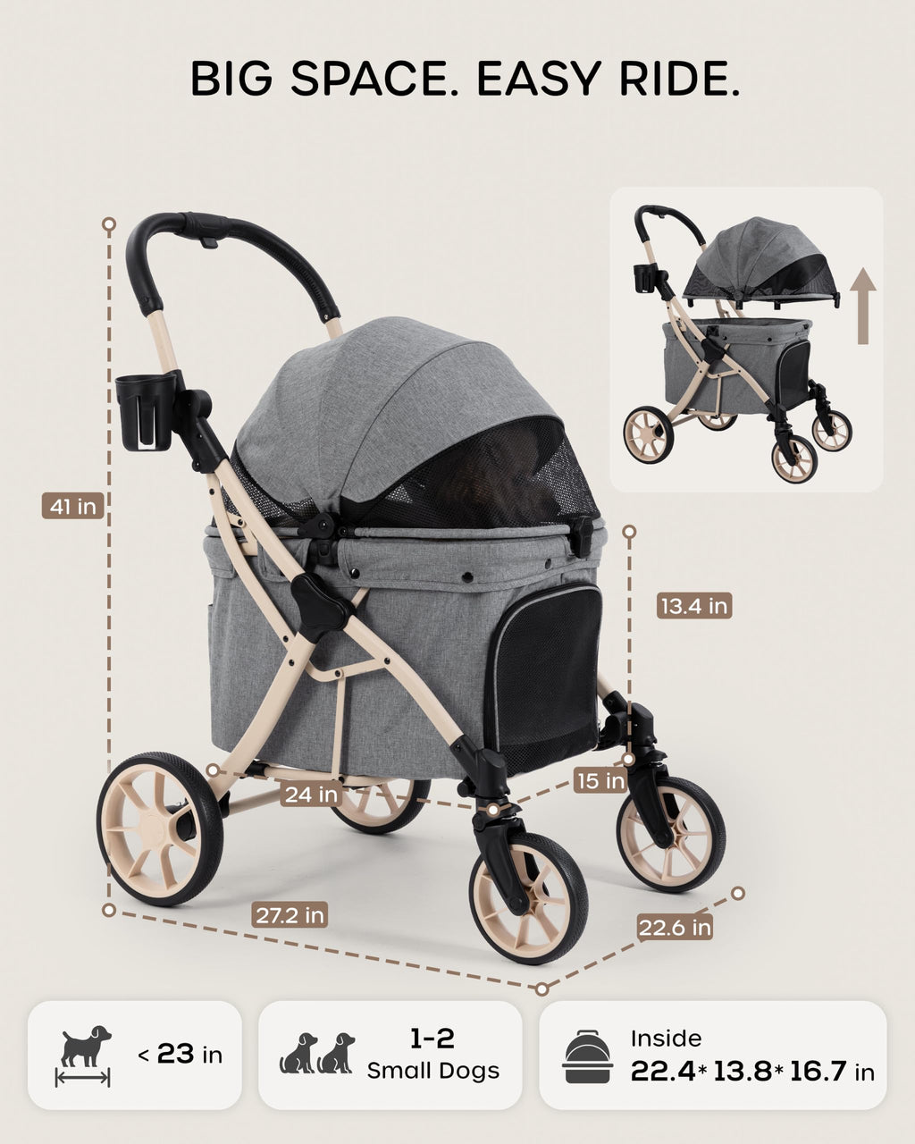 Dog Stroller with Rubber Wheels Z158