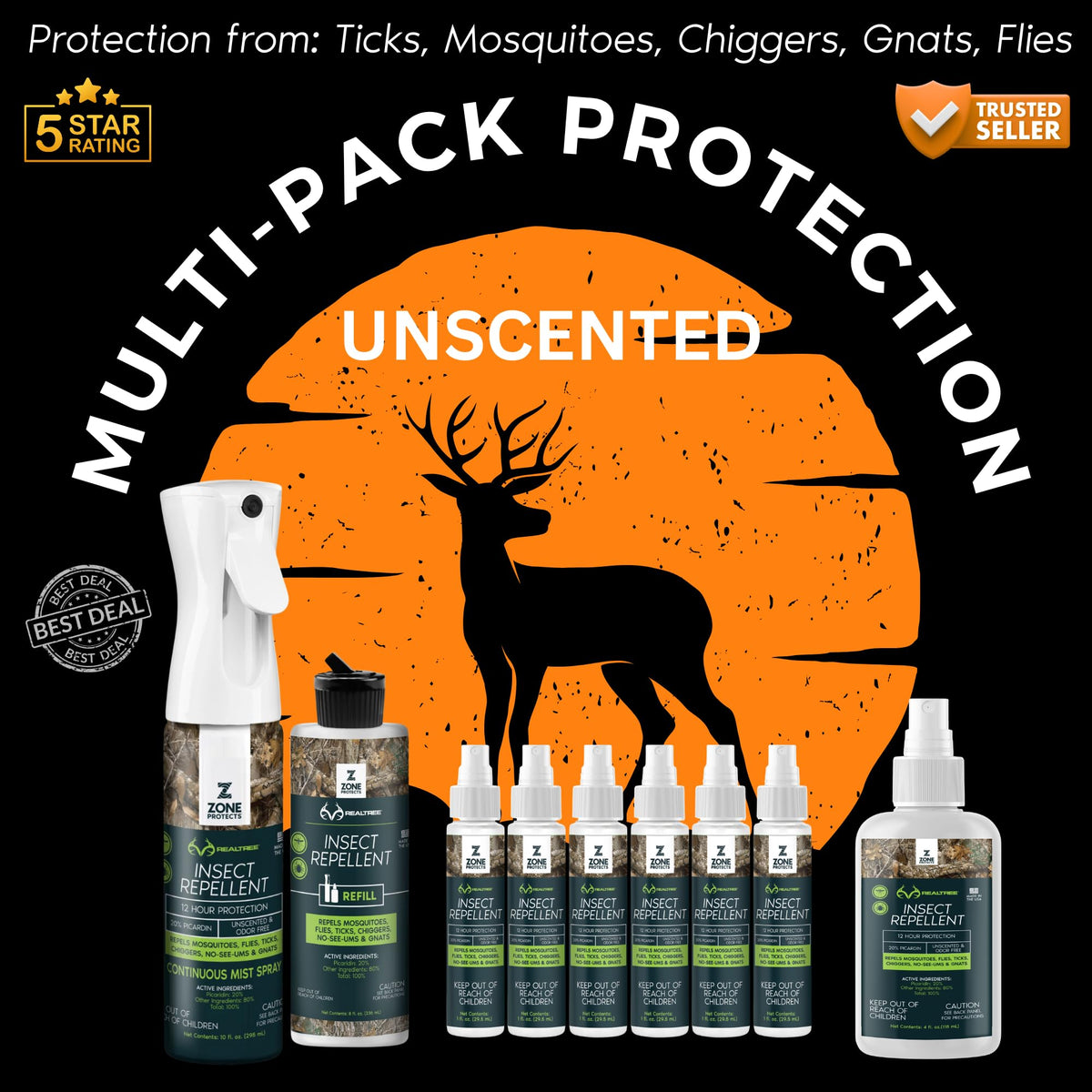 Picaridin Insect Repellent 10oz + 8oz + 6 x 1oz + 4oz A4030