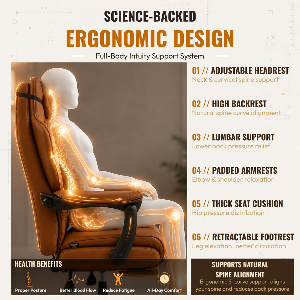 Big and Tall Gaming Chair with Footrest Brown A691284