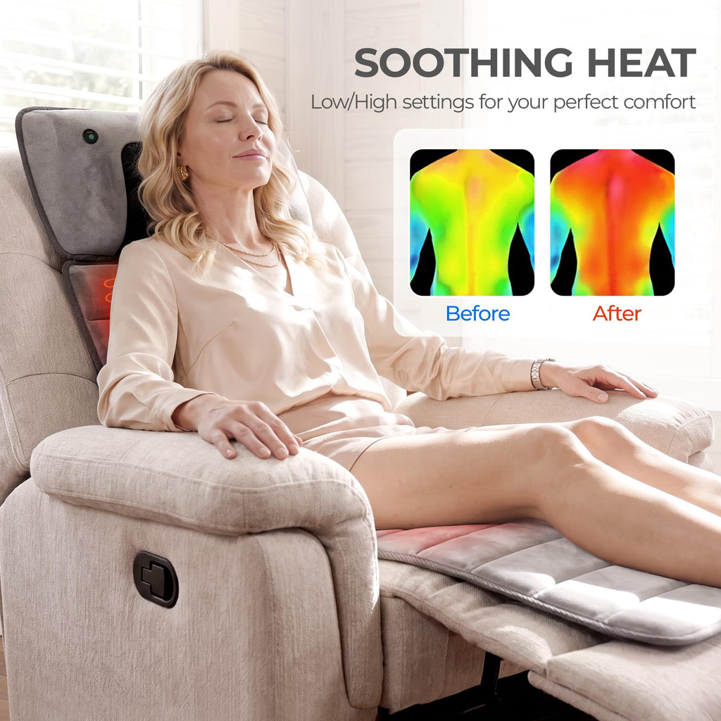 Grey Foldable Heated Full Body Massage Mat with 3D Neck Massager X740335