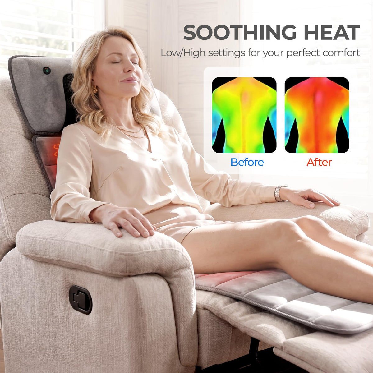 Grey Foldable Heated Full Body Massage Mat with 3D Neck Massager X740335