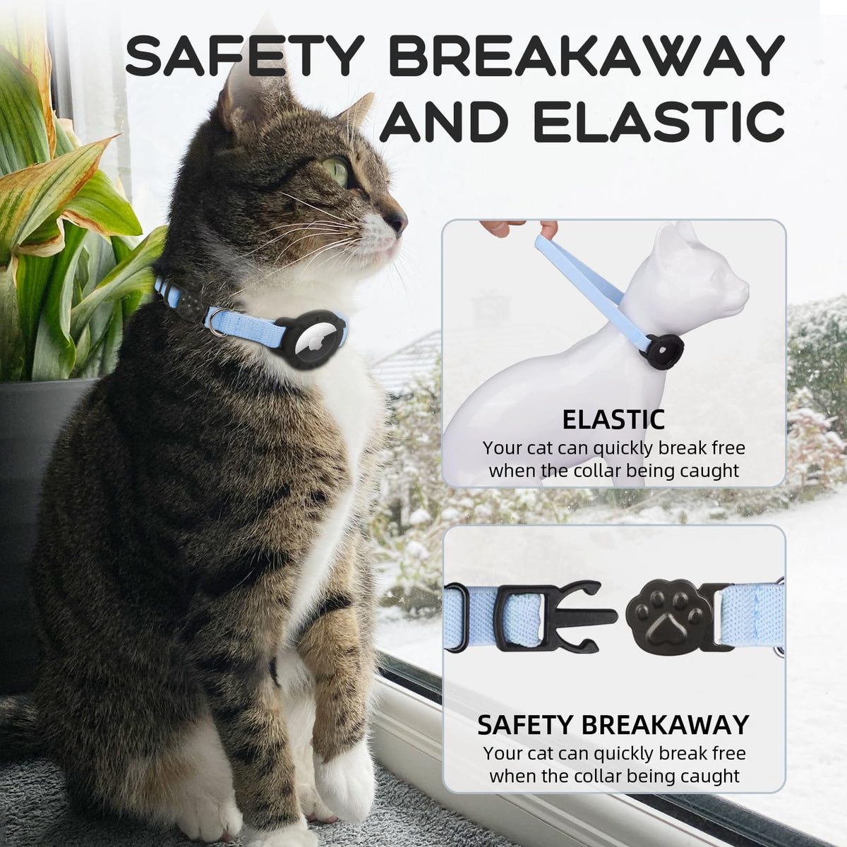 Cat Collar with AirTag Holder and Bell W9078