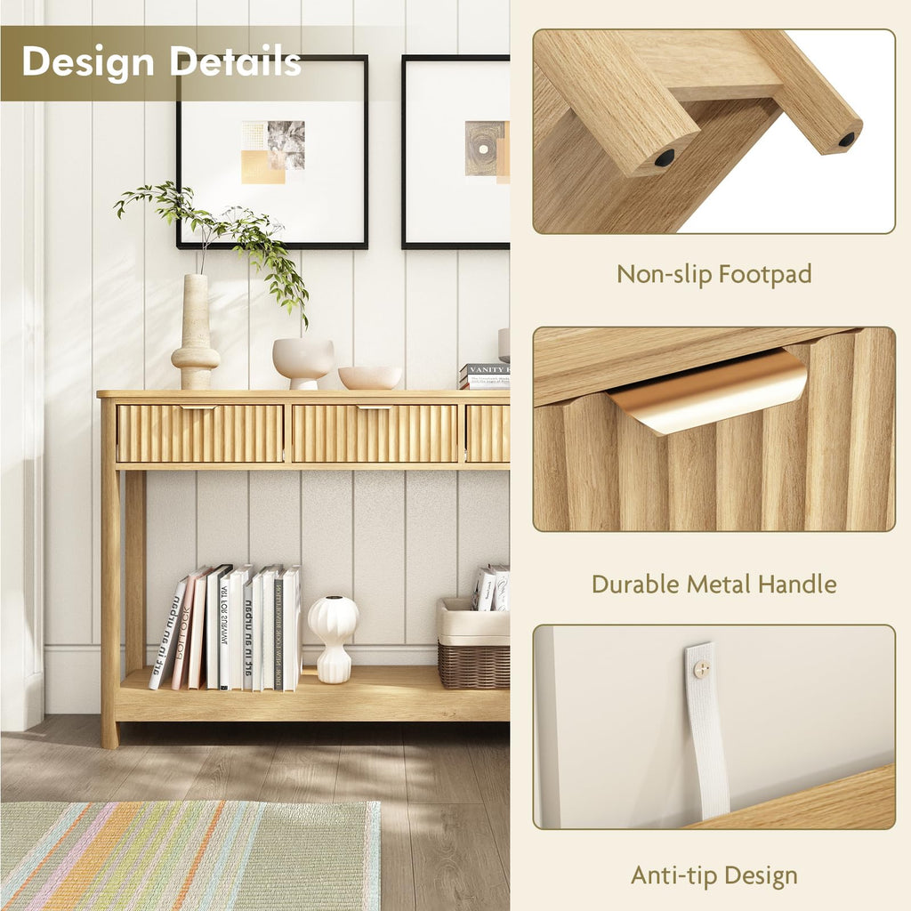 Fluted Console Table with Drawers S14733