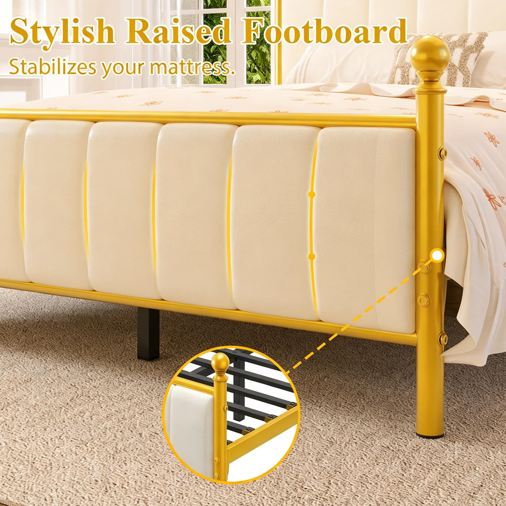 Gold Full Size Bed Frame with Headboard and Under Bed Storage U885