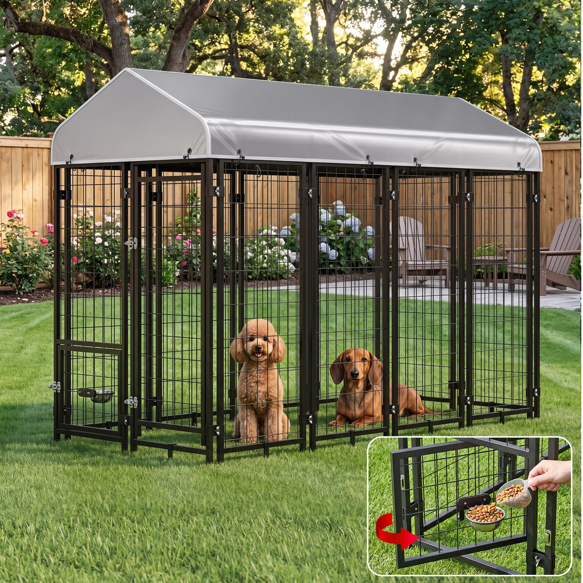 8x4x6 FT Heavy Duty Outdoor Dog Kennel with Roof X573