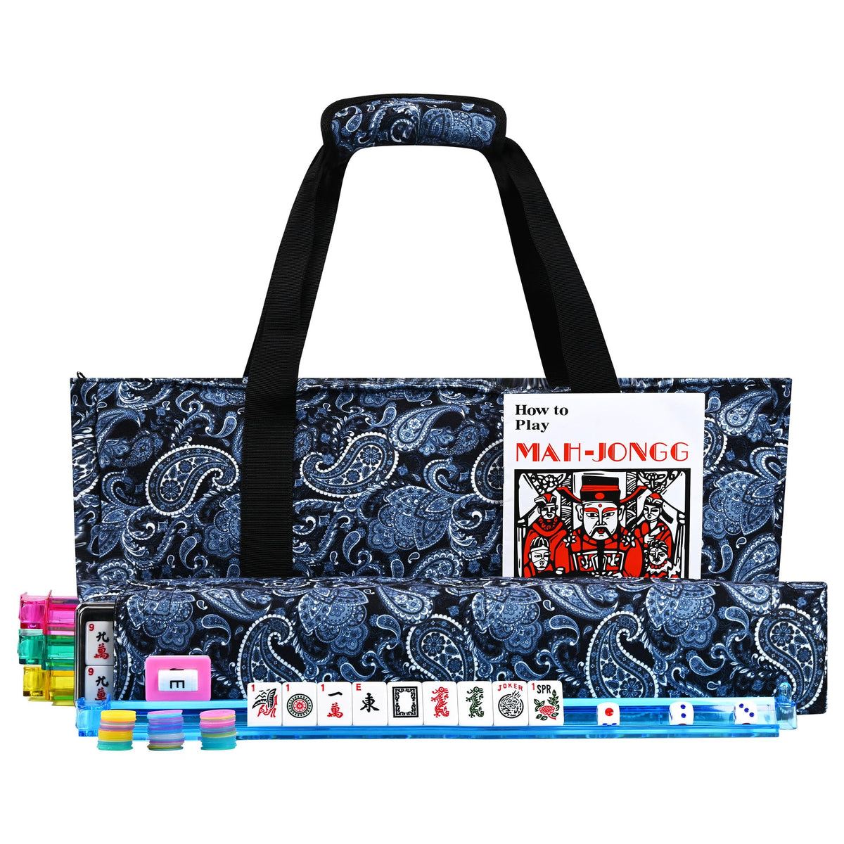 166 Tiles Mahjong Game Set with Blue Carrying Bag Q580603