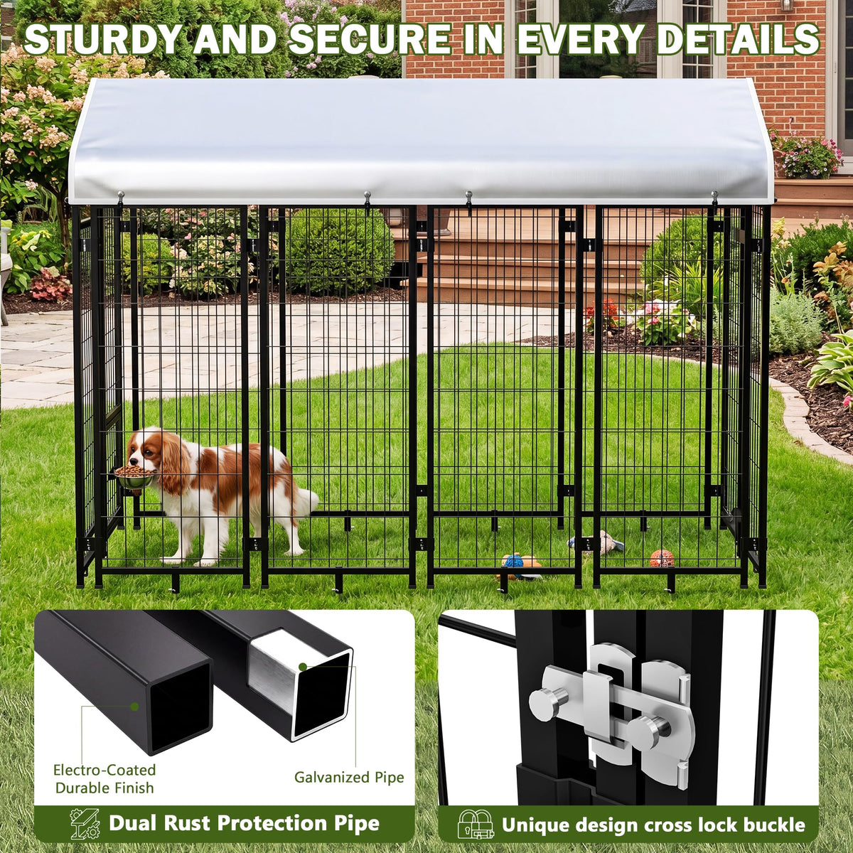 8x4x6 FT Heavy Duty Outdoor Dog Kennel with Roof X573