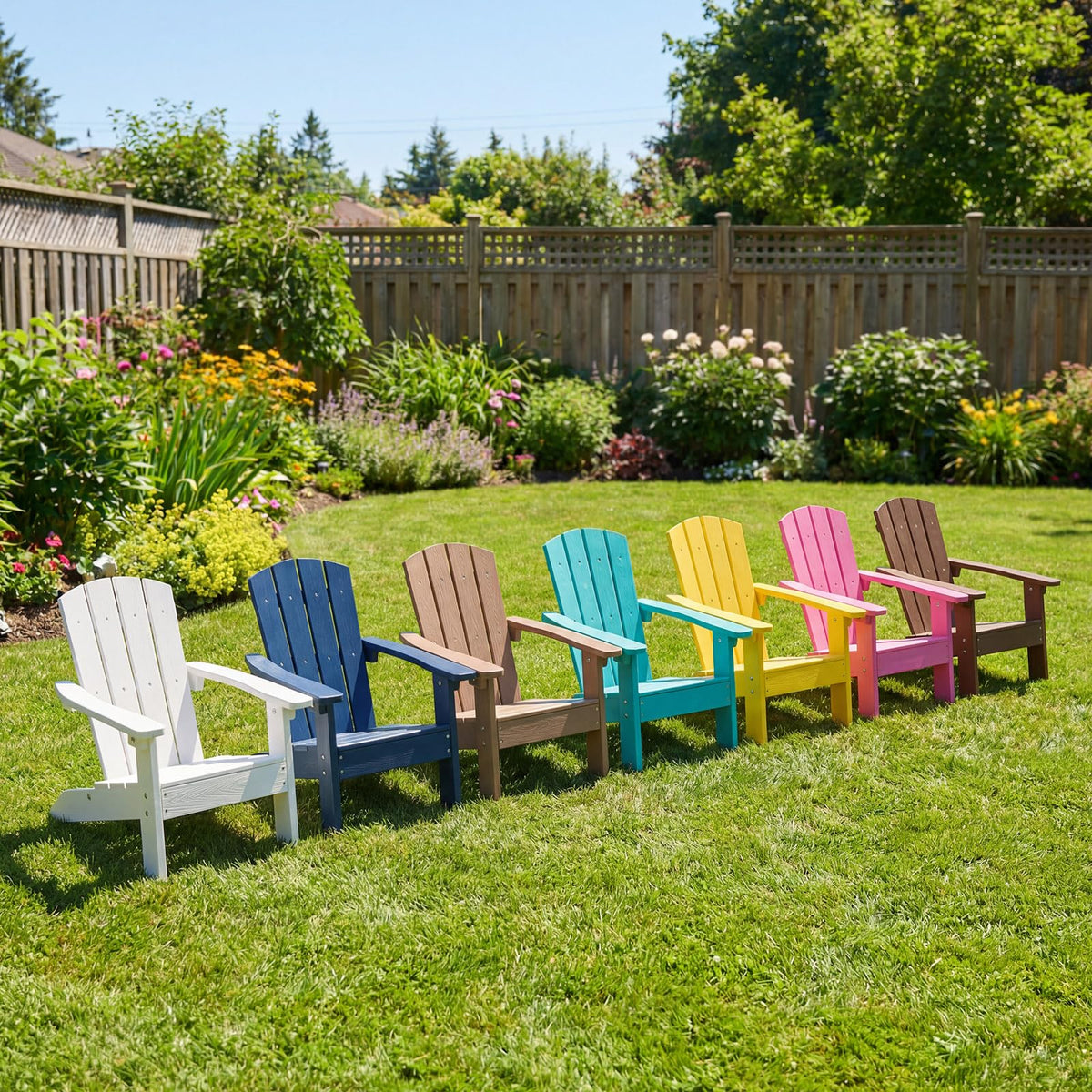 Kids Adirondack Chair, Plastic Toddler Lawn Chair, All-Weather Outdoor Chairs, Turquoise X14746