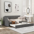 Twin Size Gray Linen Upholstered Daybed with Trundle Z81684