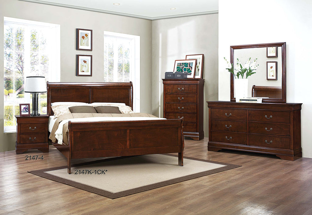 Cal King Cherry Sleigh Panel Bed L446041