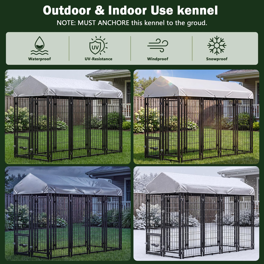 8x4x6 FT Heavy Duty Outdoor Dog Kennel with Roof X573