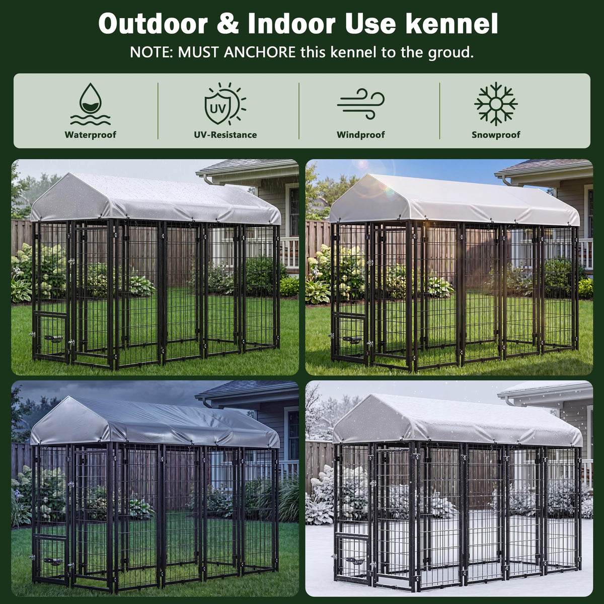8x4x6 FT Heavy Duty Outdoor Dog Kennel with Roof X573