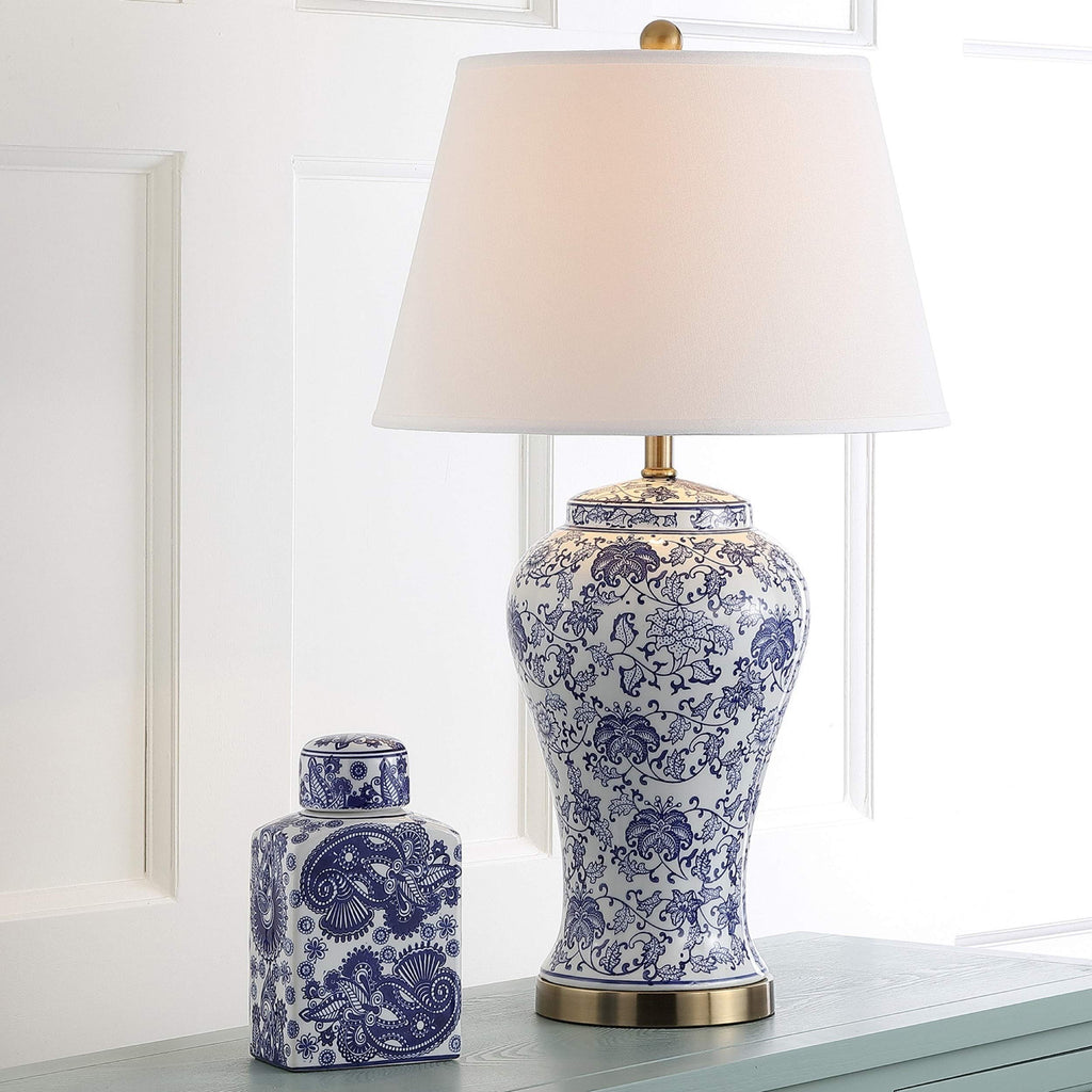 White Blue Ceramic Led Table Lamp Set of 2 A352