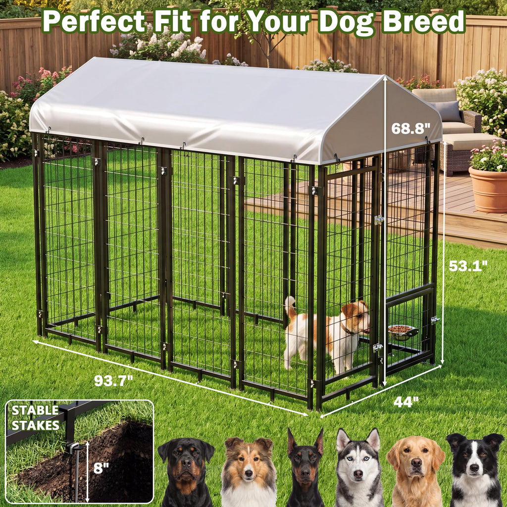 8x4x6 FT Heavy Duty Outdoor Dog Kennel with Roof X573