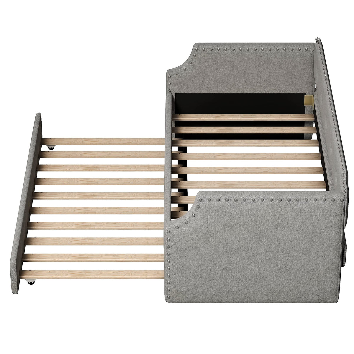 Twin Size Gray Linen Upholstered Daybed with Trundle Z81684