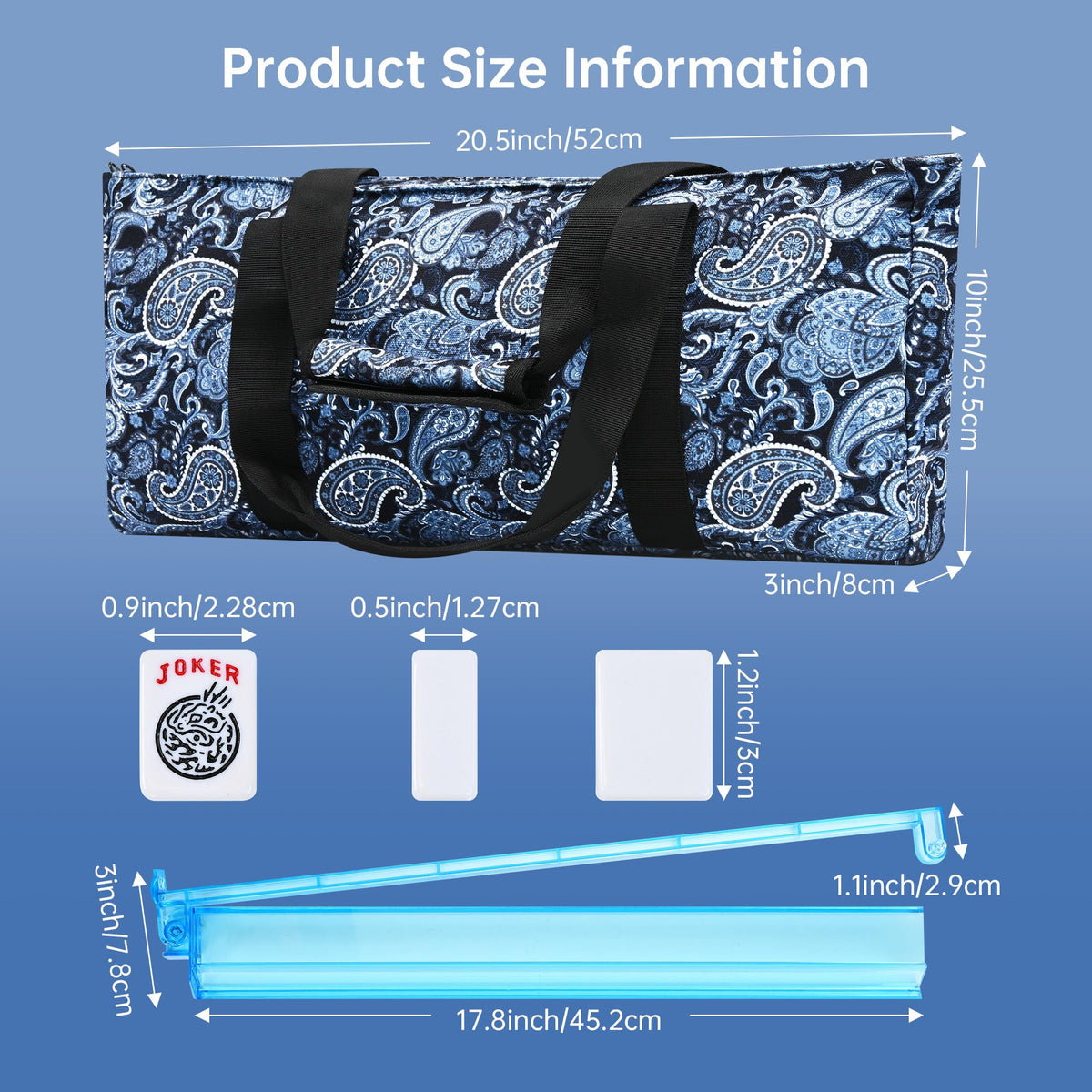 166 Tiles Mahjong Game Set with Blue Carrying Bag Q580603