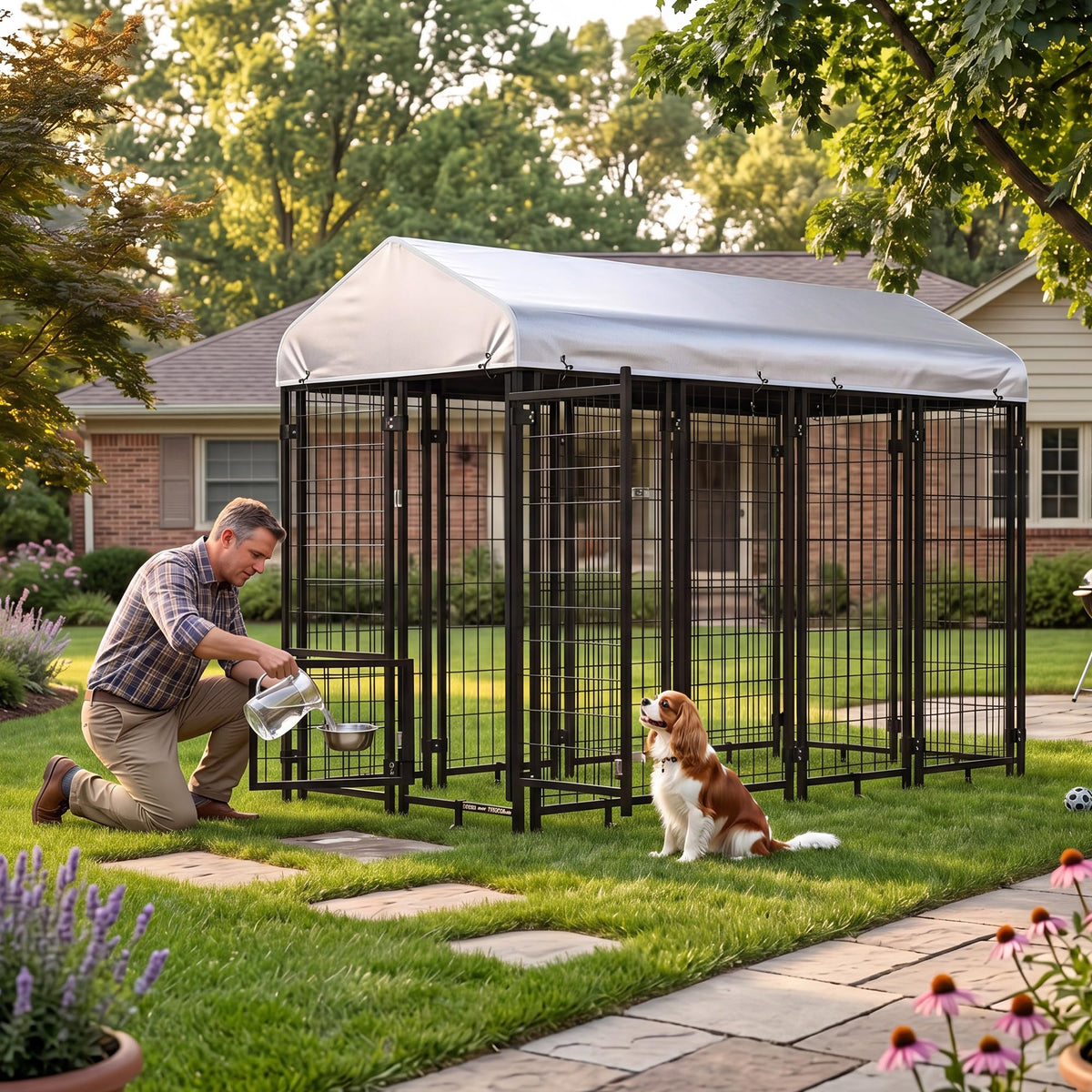 8x4x6 FT Heavy Duty Outdoor Dog Kennel with Roof X573